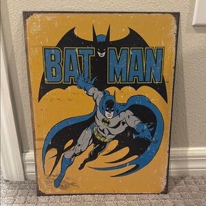 Batman Vintage Metal Wall Art - Yellow and Blue